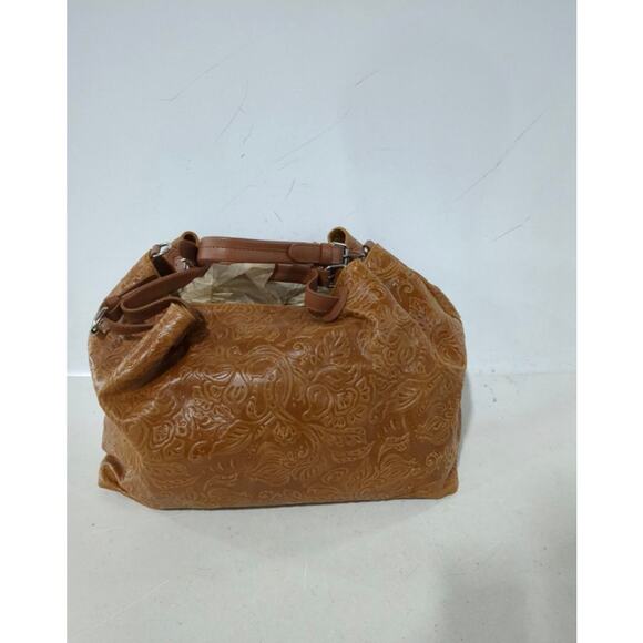 ISADORA OF FLORENCE  NWT LARGE ITALIAN LEATHER COGNAC SHOULDER BAG - Picture 1 of 6